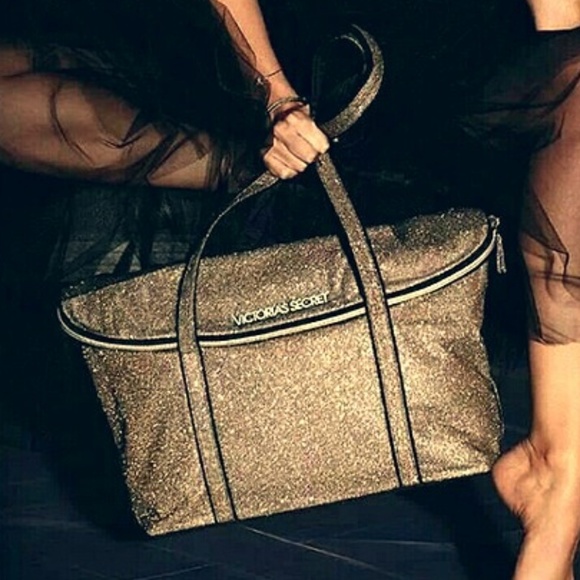 Victoria's Secret Handbags - NEW Victoria's secret gold sparkle HUGE tote bag